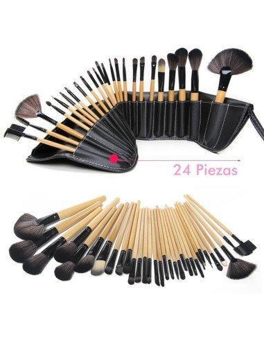 Set de 24 brochas y pinceles para maquillaje profesional