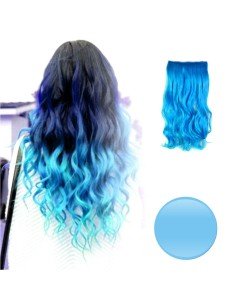 Extension de Cabello Unicolor Rizada Celeste
