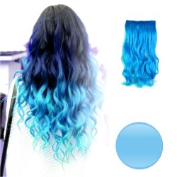 Extension de Cabello Unicolor Rizada Celeste