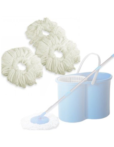 Kit de 3 repuestos de mopas de microfibra para Mopa Giratoria 360º