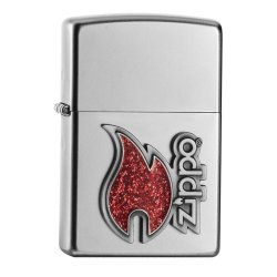 Encendedor Zippo Texture Red Flame - Plateado.