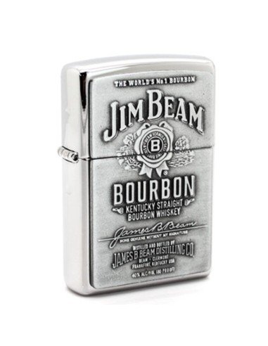 Encendedor Zippo Texture Jim Beam Bourbon Chrome Silver
