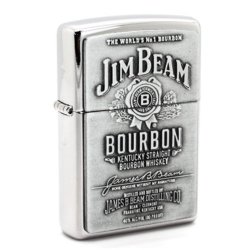 Encendedor Zippo Texture Jim Beam Bourbon Chrome Silver