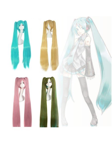 Peluca Extralarga Hatsune Miku Cosplay 1.3 mts cabello liso