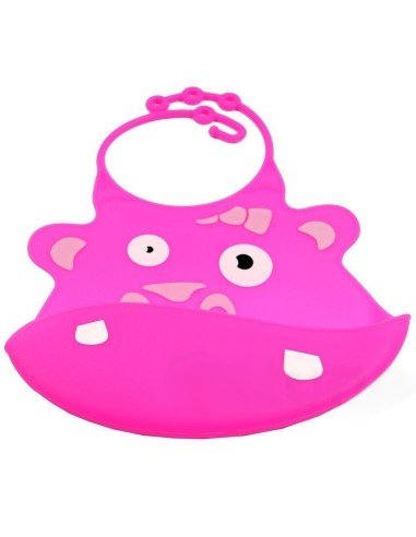 Babero de Silicona Animal Baby Bib Rinoceronte Pink