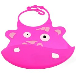 Babero de Silicona Animal Baby Bib Rinoceronte Pink