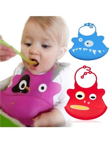 Babero de Silicona Animal Baby Bib Monstruo Shark Rojo