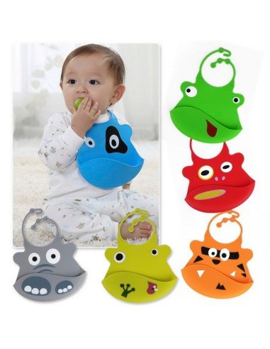 Babero de Silicona Animal Baby Bib Monstruo Shark Rojo
