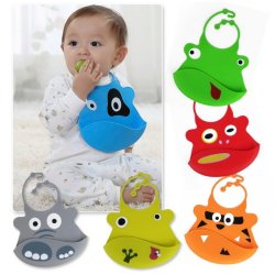 Babero de Silicona Animal Baby Bib Osa Rosada