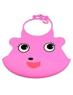 Babero de Silicona Animal Baby Bib Osa Rosada