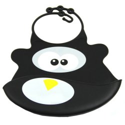 Babero de Silicona Animal Baby Bib Pinguino negro