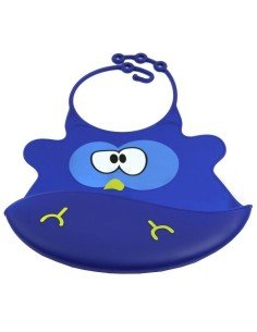 Babero de Silicona Animal Baby Bib Pollo Azul