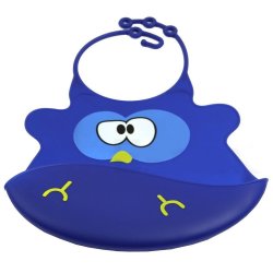 Babero de Silicona Animal Baby Bib Pollo Azul