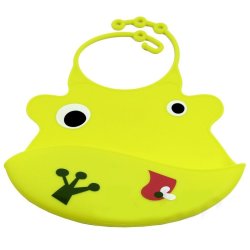 Babero de Silicona Animal Baby Bib Rana Amarilla