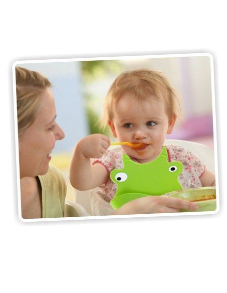 Babero de Silicona Animal Baby Bib Rana Sapo Verde Babero de Silicona Animal Baby Bib Rana Sapo Verde