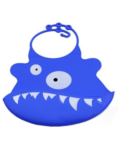 Babero de Silicona Animal Baby Bib Tiburón Azul