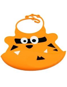 Babero de Silicona Animal Baby Bib Tigre Naranja