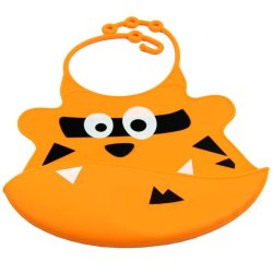 Babero de Silicona Animal Baby Bib Tigre Naranja