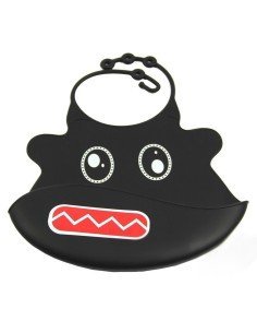 Babero de Silicona Animal Baby Bib Robot Negro