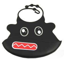 Babero de Silicona Animal Baby Bib Robot Negro