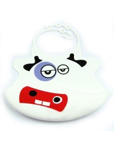 Babero de Silicona Animal Baby Bib Vaca Blanca