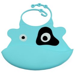 Babero de Silicona Animal Baby Bib Vaca Celeste