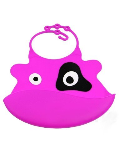 Babero de Silicona Animal Baby Bib Vaca Pink