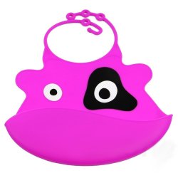 Babero de Silicona Animal Baby Bib Vaca Pink