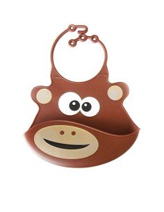 Babero de Silicona Animal Baby Bib Mico Cafe