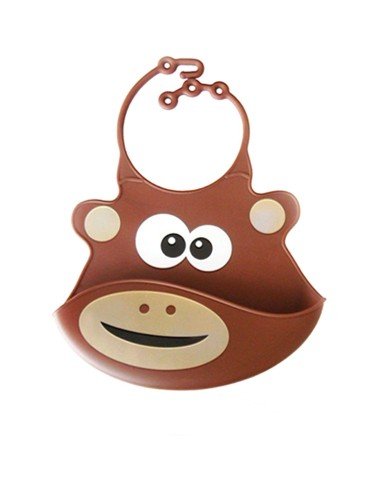 Babero de Silicona Animal Baby Bib Mico Cafe