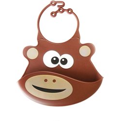 Babero de Silicona Animal Baby Bib Mico Cafe