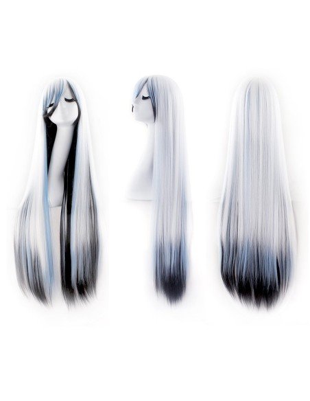 Peluca de Kanekalon Lisa 100 Cm Cosplay - Could blanco celeste