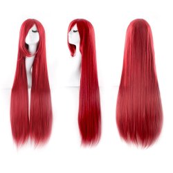 Peluca de Kanekalon Lisa 100 Cm Cosplay - Rojo Vino