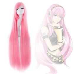 Peluca de Kanekalon Lisa 100 Cm Cosplay - Rosado
