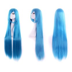 Peluca de Kanekalon Lisa 100 Cm Cosplay - Turquesa Azul
