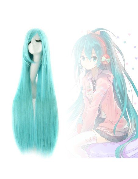 Peluca de Kanekalon Lisa 100 Cm Cosplay - Cyan Aguamarina
