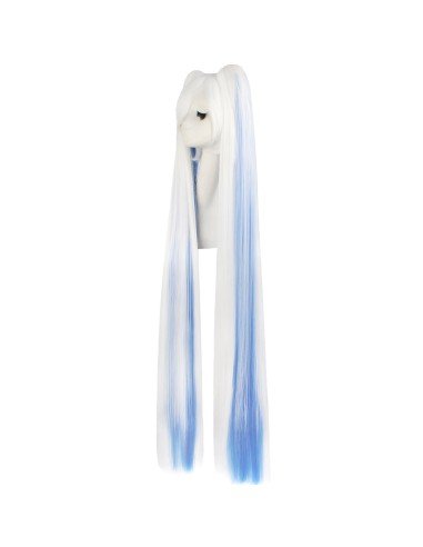Peluca Miku 120cm con Colitas Blanco Azul