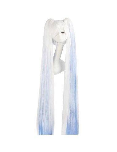 Peluca Miku 120cm con Colitas Blanco Azul