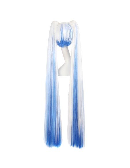 Peluca Miku 120cm con Colitas Blanco Azul Peluca Miku 120cm con Colitas Blanco Azul