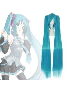 Peluca Miku 120cm con Colitas Azul Turquesa
