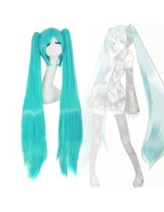 Peluca Miku 120cm con Colitas Cyan Aguamarina