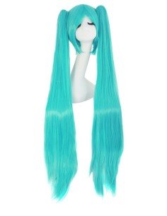Peluca Miku 120cm con Colitas Cyan Aguamarina 2