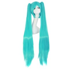 Peluca Miku 120cm con Colitas Cyan Aguamarina