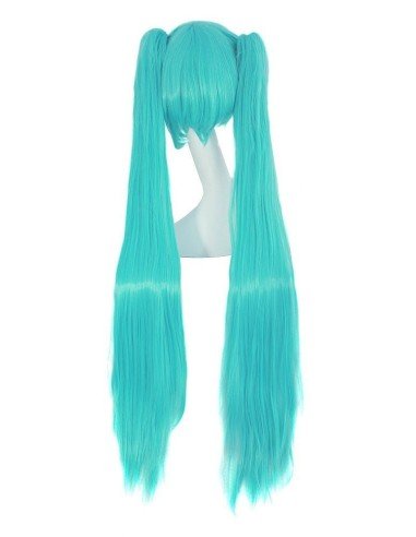 Peluca Miku 120cm con Colitas Cyan Aguamarina