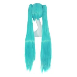 Peluca Miku 120cm con Colitas Cyan Aguamarina