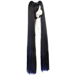 Peluca Miku 120cm con Colitas Negro Azul