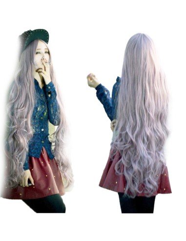 Peluca de Kanekalon Ondulada 100cm Cosplay Lila