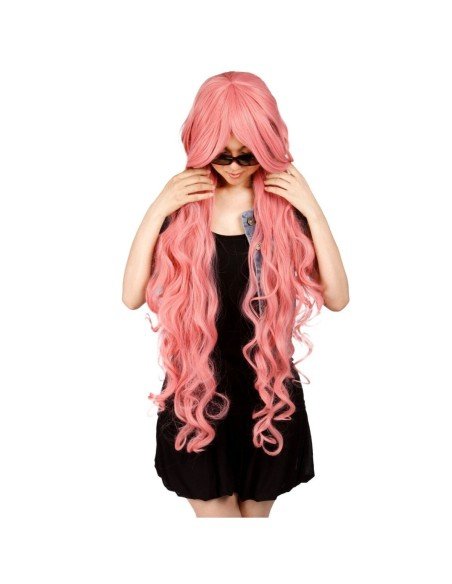 Peluca de Kanekalon Ondulada 100cm Cosplay Palo de Rosa