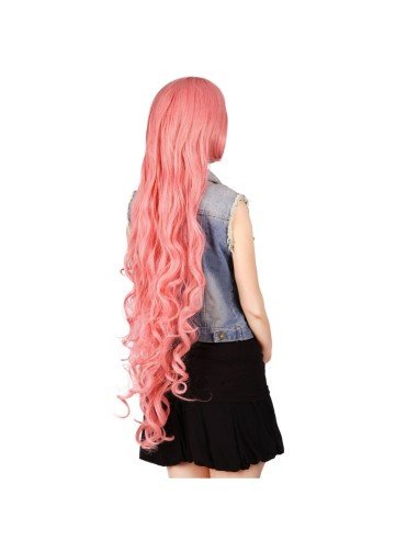 Peluca de Kanekalon Ondulada 100cm Cosplay Palo de Rosa