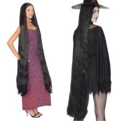 Peluca Godiva Extralarga de 160cm Negro